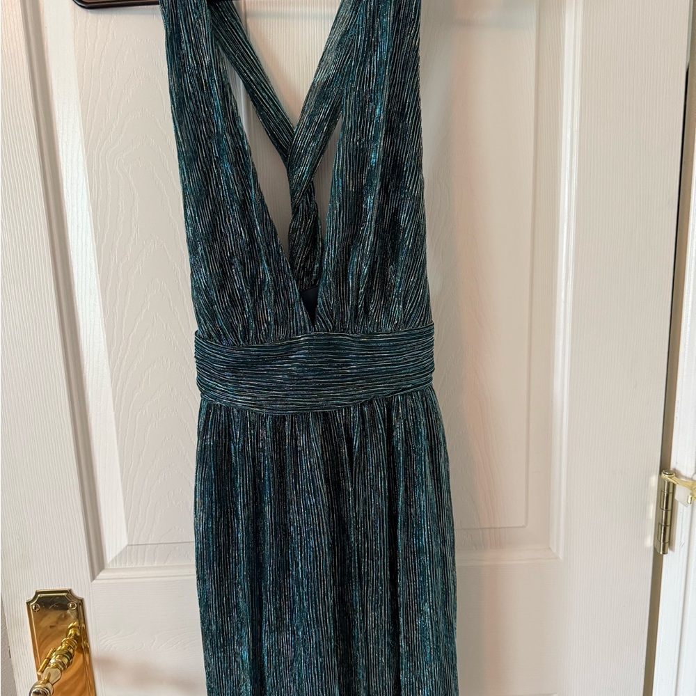 Elegant Teal Halter Dress